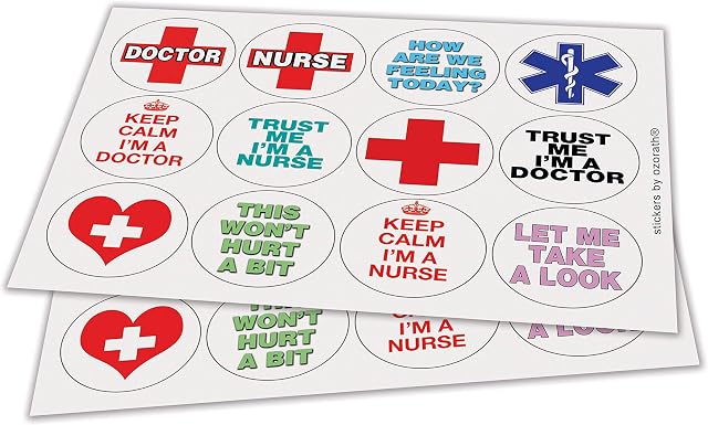 Ozorath DOCTOR NURSE HOSPITAL STICKERS (Circular 45mm diameter)