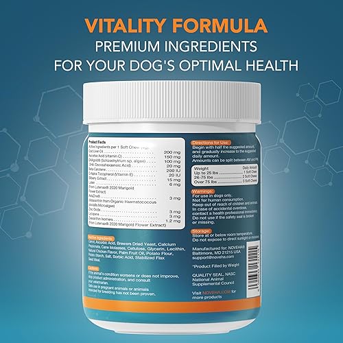 Miniatura 6 de NOVEHA Suplemento ocular para perros, apoyo visual con luteína + vitamina C y antioxidantes de astaxantina, vitaminas para perros para ojos + aceite