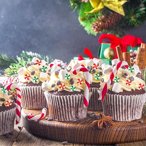 Miniatura 4 de Giegxin 60 piezas de dulces de Navidad para manualidades, decoración de dulces falsos de plástico, adornos de menta arcoíris para colgar