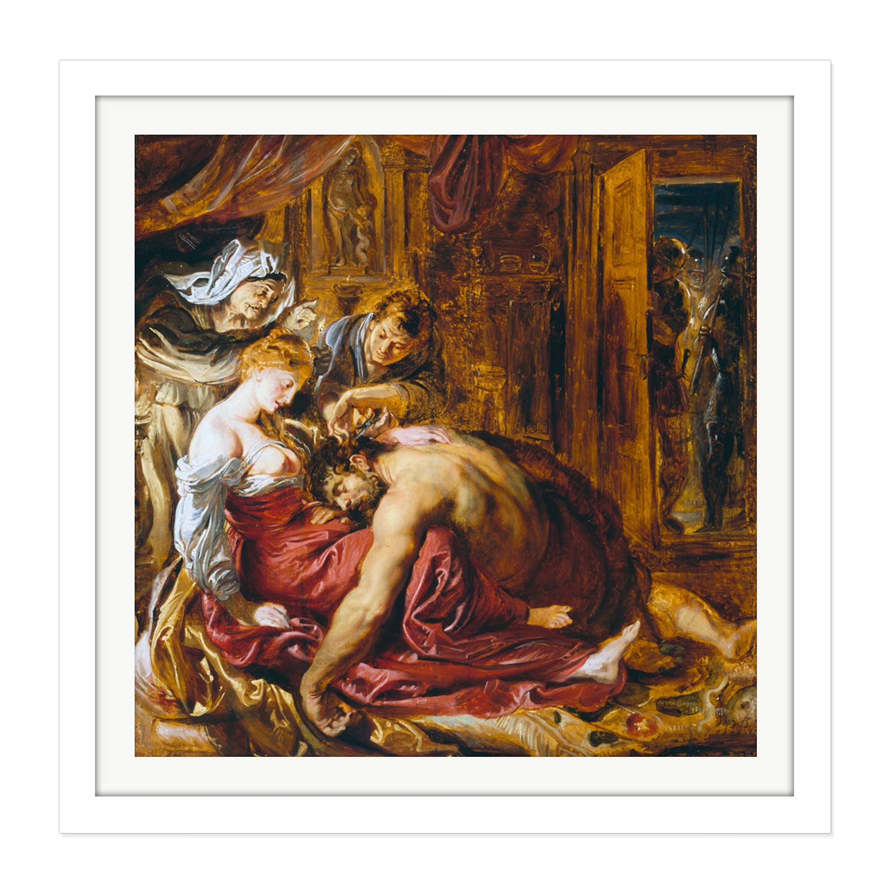 Rubens Samson And Delilah Square Wooden Framed Wall Art Print Picture 16X16 Inch