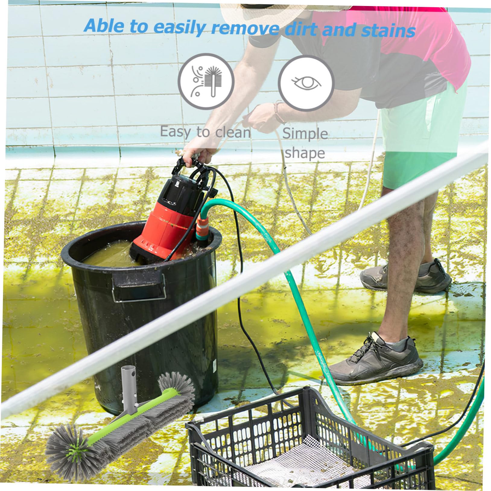 Tête de Brosse de Piscine en Plastique Nettoyage des Piscines, Brosse Dense pour Enlever Les Saletés, Ambiance Estivale Garantie