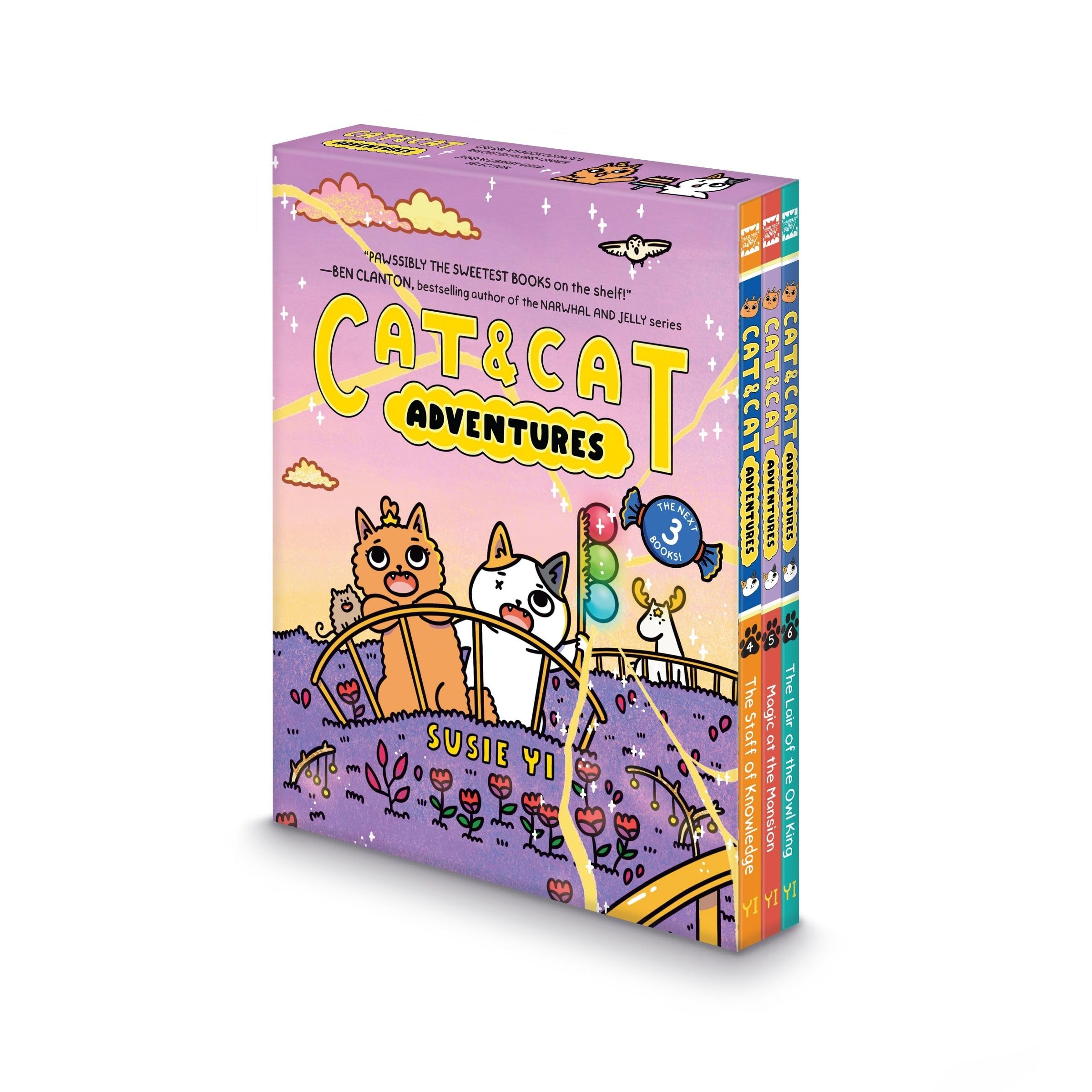 Cat & Cat Adventures #4-6: A Graphic Novel 3-Book Box Set: The Staff of Knowledge, Magic at the Mansion, The Lair of the Owl King