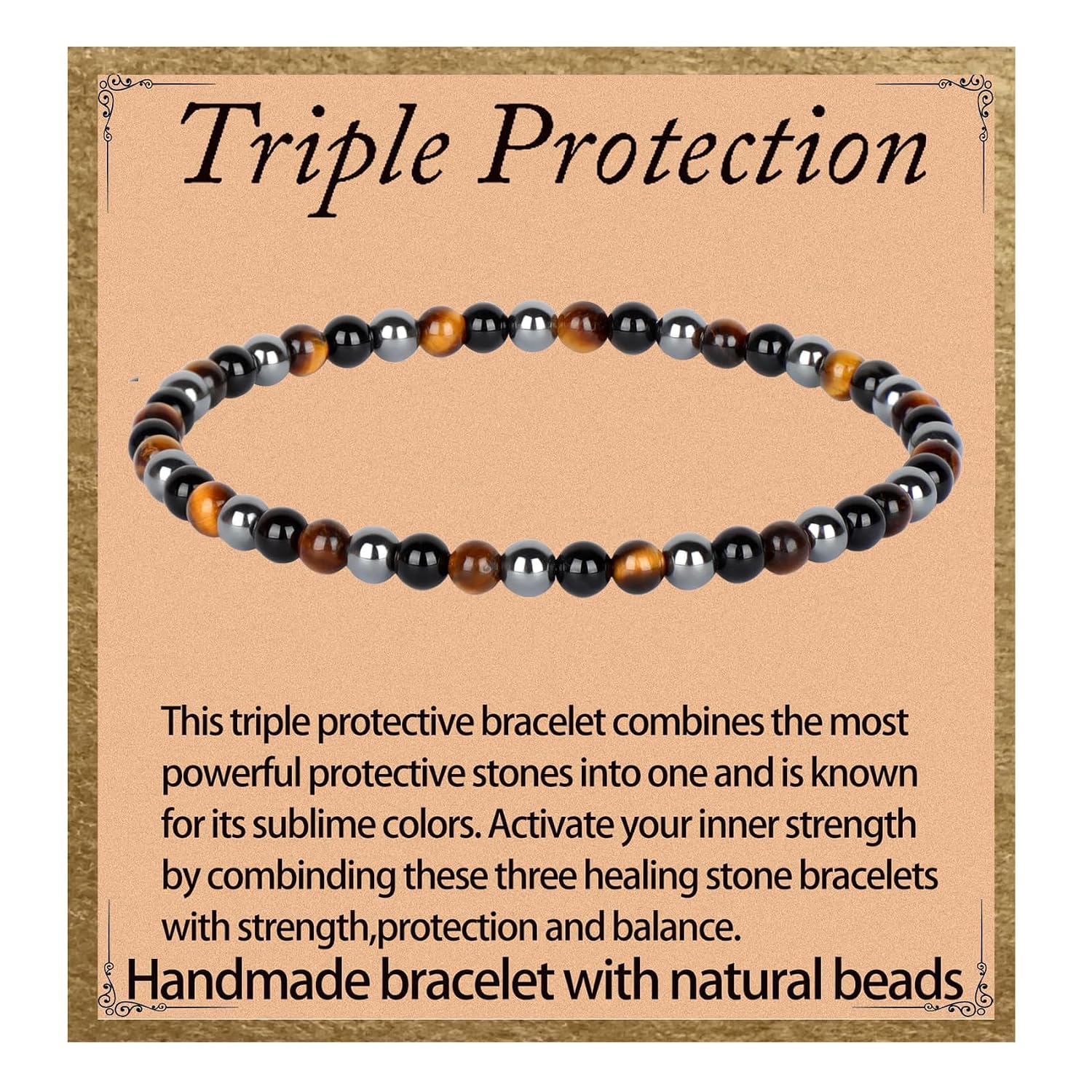 LPBeads Handmade Natural Gemstone Stretch Elastic Bracelet Healing Crystal Round Stone Beads Jewelry Gifts for Women Men