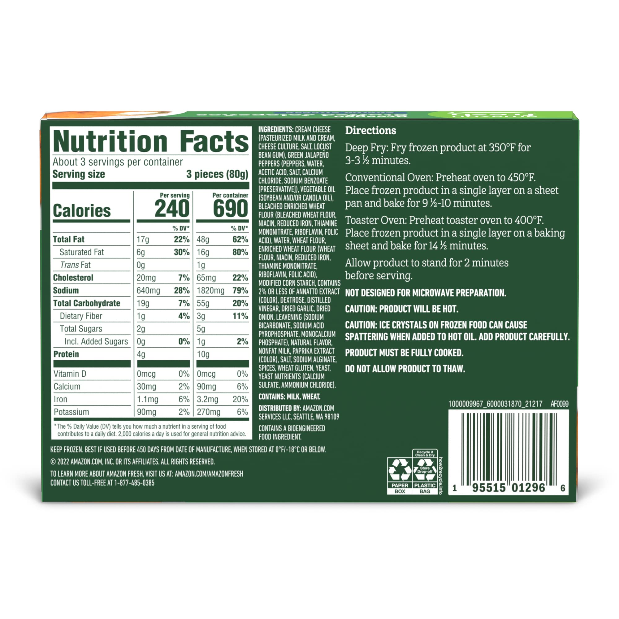 Amazon Fresh Cream Cheese Stuffed Jalapeno Poppers 8 Oz — view 2