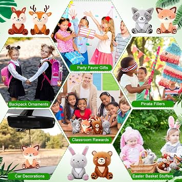 12 Pcs Small Woodland Stuffed Animals Bulk Mini Plush Toys, 4 Inch