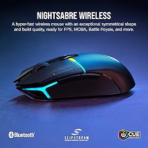 Corsair NIGHTSABRE RGB Wireless Gaming Mouse for FPS, MOBA - 26,000 DPI - 11 Programmable Buttons - Up to 100hrs Battery - iCUE Compatible - Black