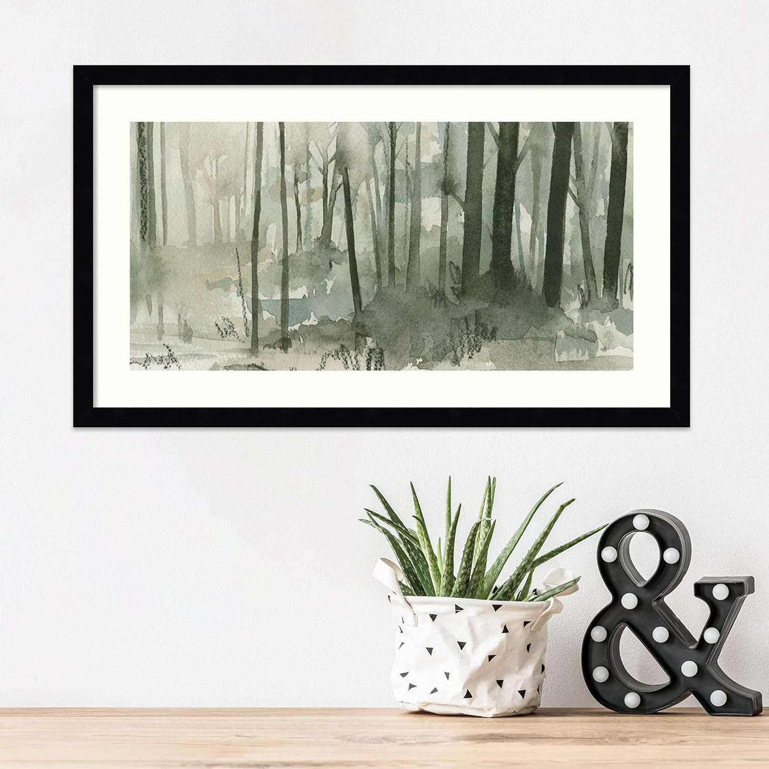 Amanti Art Framed Wall Art Print 15x25 Into the Woods II by Emma Caroline, Landscapes Wall Art, Mid Century Modern Decor, Medium Poster Painting Artwork for Living Room, Bedroom, Bathroom, Kitchen,