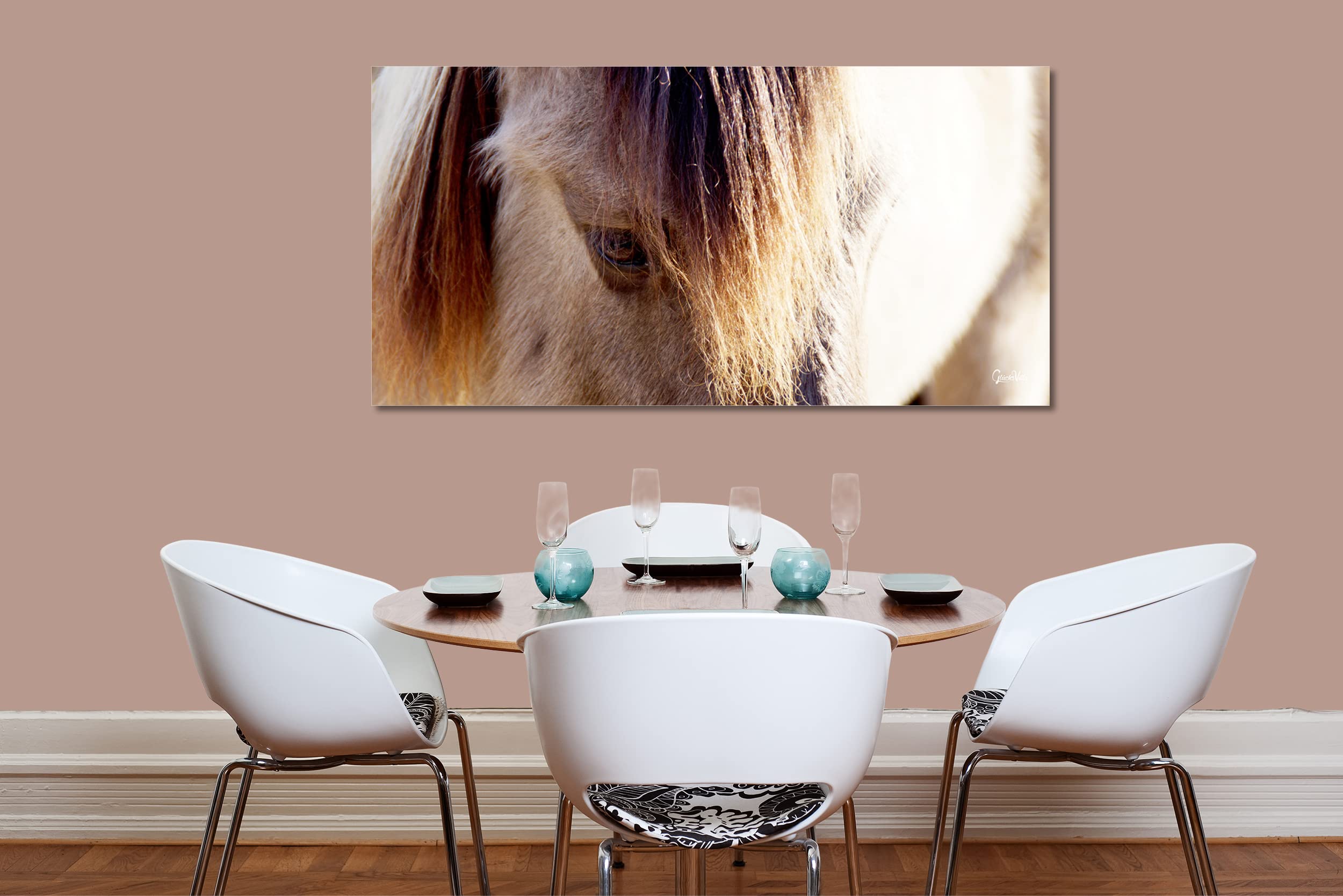Glücksvilla - Wildpferd 2 (Leinwand-Bild 2 cm, 100 x 50 cm) | div. Maße - aus DE - Kunstdruck Deko Wandbild quer - Pferd Pony Bauernhof Natur Tier