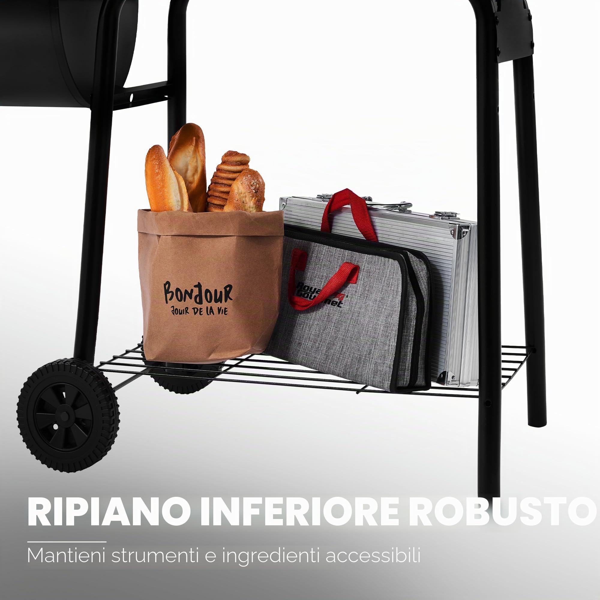 Royal Gourmet BBQ - Barbecue a carbonella e affumicatore offset | superficie quadrata 800 pollici, per campeggio | nero, modello CC1830S