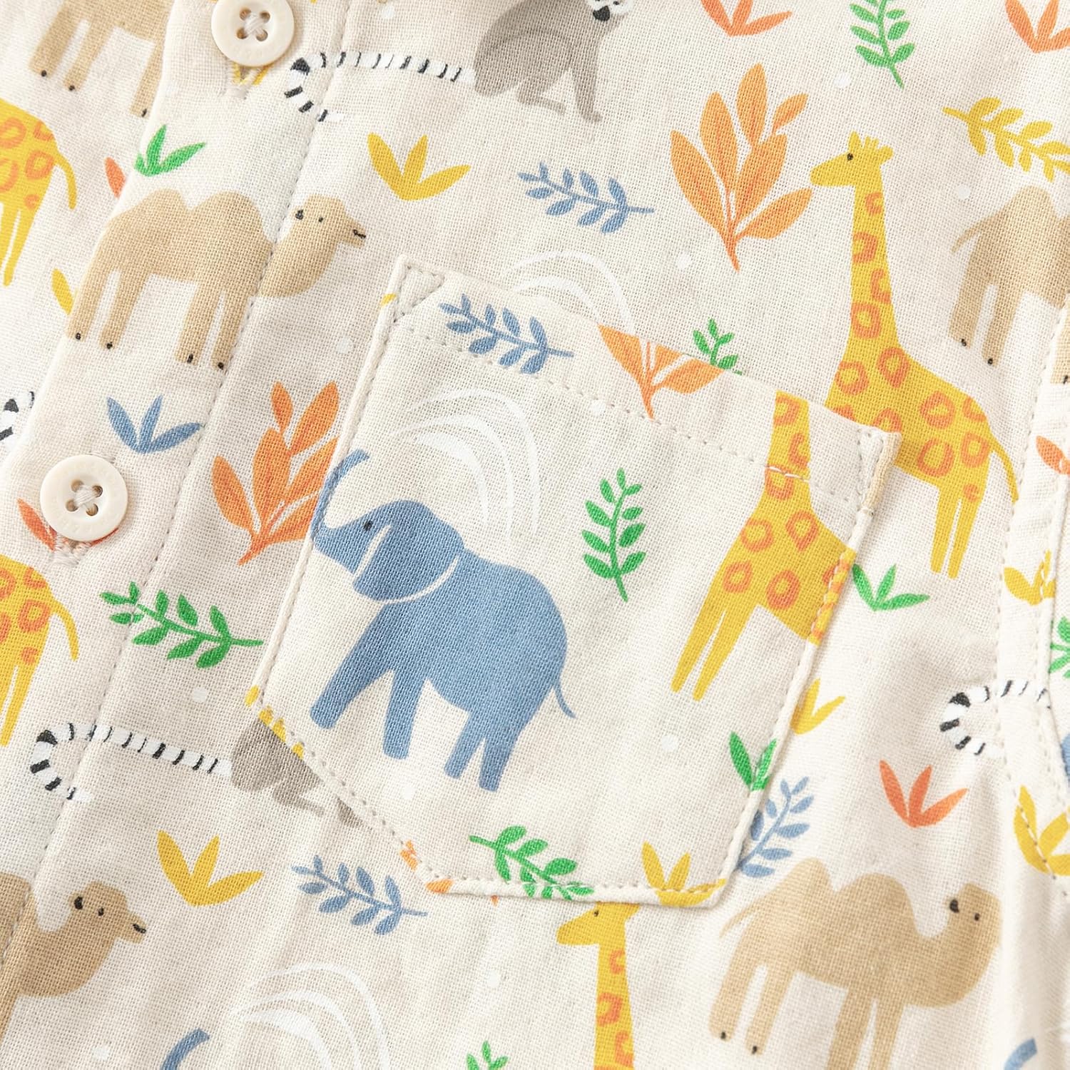 DAVE&BELLA Baby Boys' Short Sleeve Button Down Shirt Animal Print Casual Collared Dress Shirts Cotton Tops with Chest Pocket - Image 4