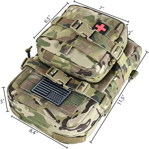Miniatura 2 de Mini paquete de hidratación táctica Molle, transportador de hidratación Molle con bolsa IFAK y bandera de EE. UU. y parche Med, Hydropack para