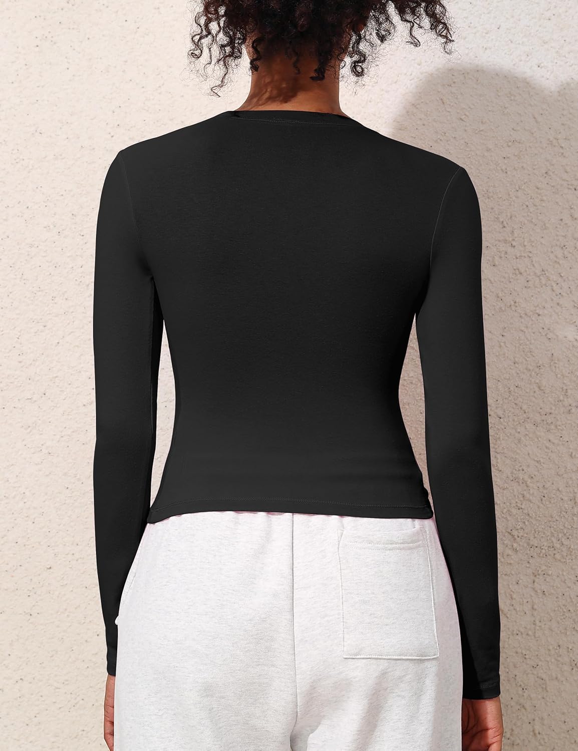 kayamiya Women's Basic Long Sleeve Cotton Shirts Tight Fit Fall Crewneck Trendy Y2K Crop Tops - Image 7