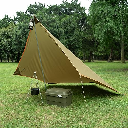 Miniatura 8 de FREE SOLDIER Lona portátil impermeable multifuncional para acampar al aire libre, toldo de viaje, lona para mochileros, lona de lluvia (marrón