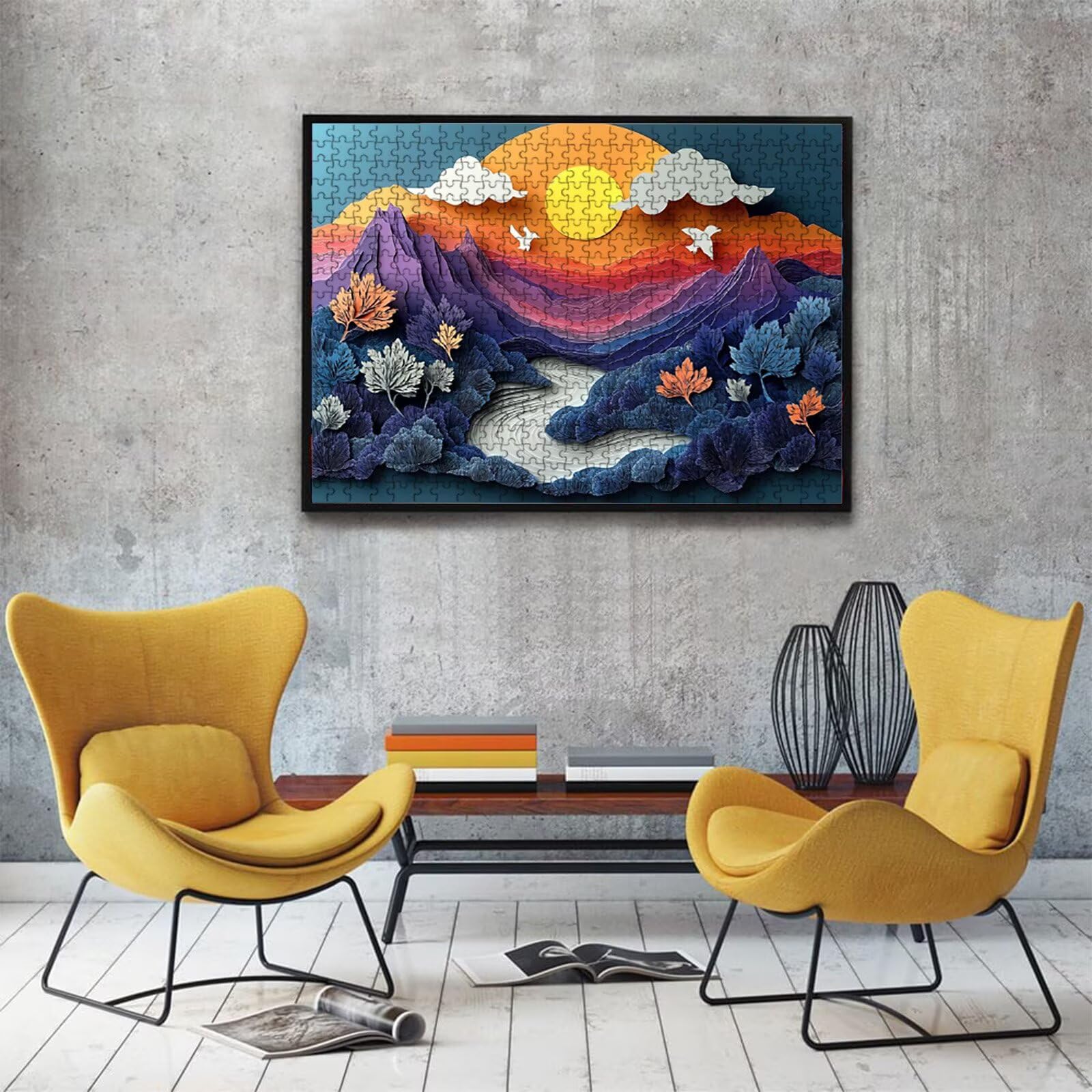 Puzzle abstrakcyjne pasmo górskie | Puzzle 3000 sztuk XL 122 x 81 cm | Trudne drewniane puzzle dla dorosłych | z wykwintnym pudełkiem do pakowania | Udekoruj całą rodzinę | Puzzle dla dorosłych W3H