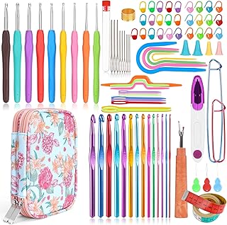 Vodiye Crochet Hooks, 89 Pcs Crochet Hooks Set with Case, Coloured Ergonomic Crochet Hooks and Crochet Needle Accessories, Crochet Needles Kit for Beginners and Experienced Crochet Hook Lovers