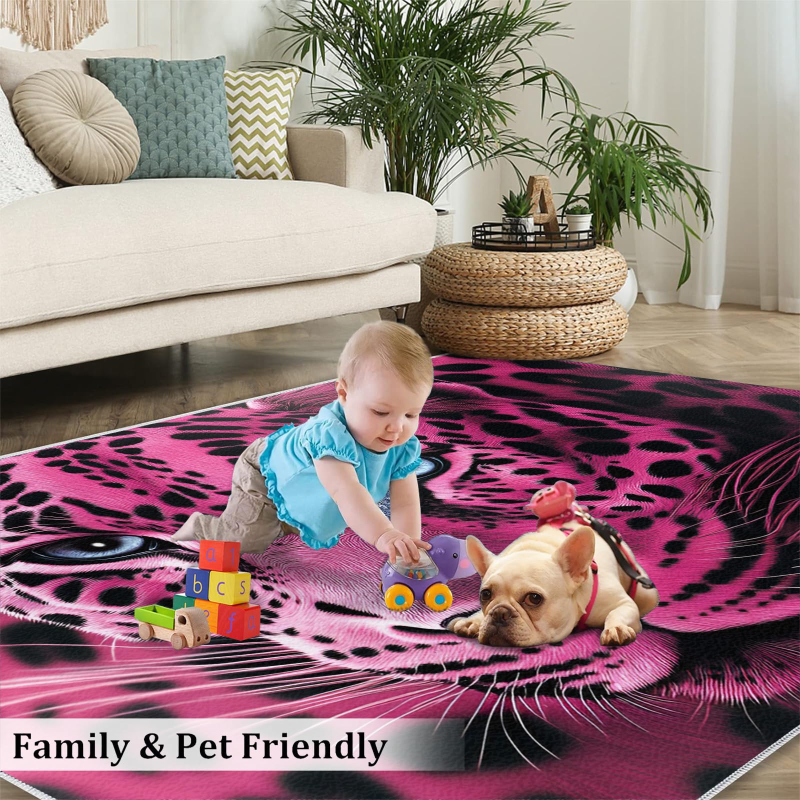 Amazon.com: Pink Leopard Area Rug Leopard Spots 6x9 Rug Colorful