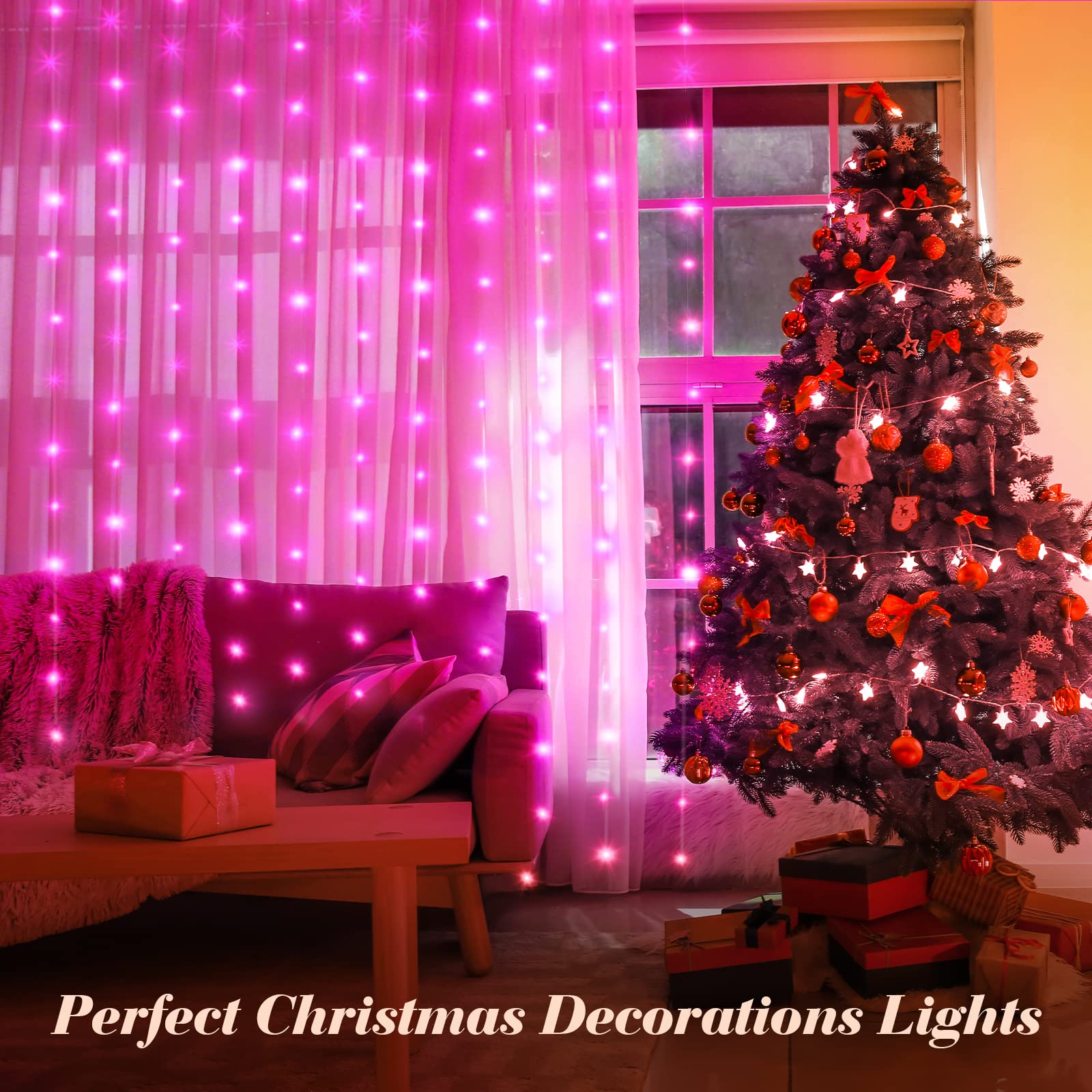 Tenda Luminosa 3x3m Con 300 LED - Telecomando E 8 Modalità Per Decorazioni - Foto 8