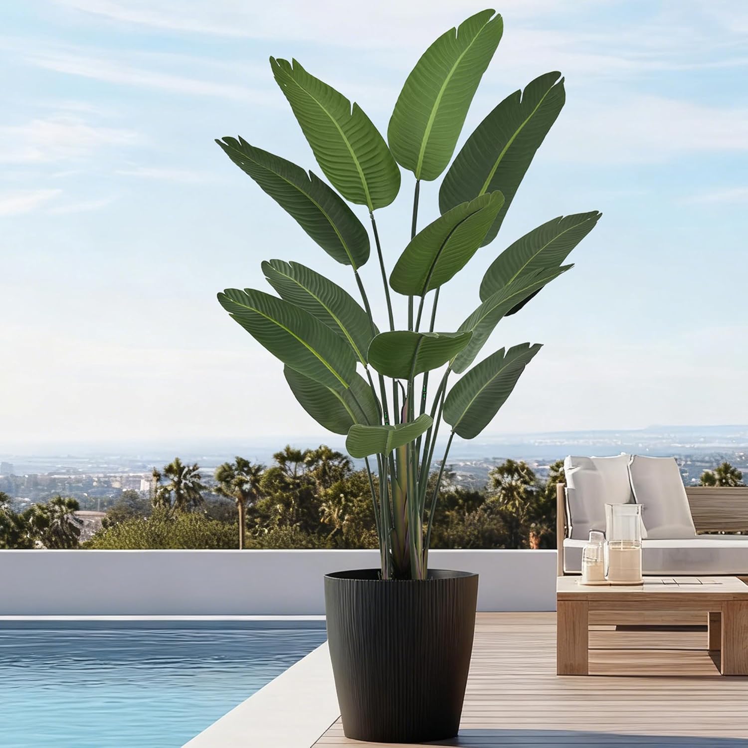 6FT Bird of Paradise Artificial Plant, 72" Tall Artificial Plants Indoor with 13 Realistic Leaves, Fake Floor Plant Faux Tropical Trees with Pot for Home Living Room Office Mall Indoor Decor
