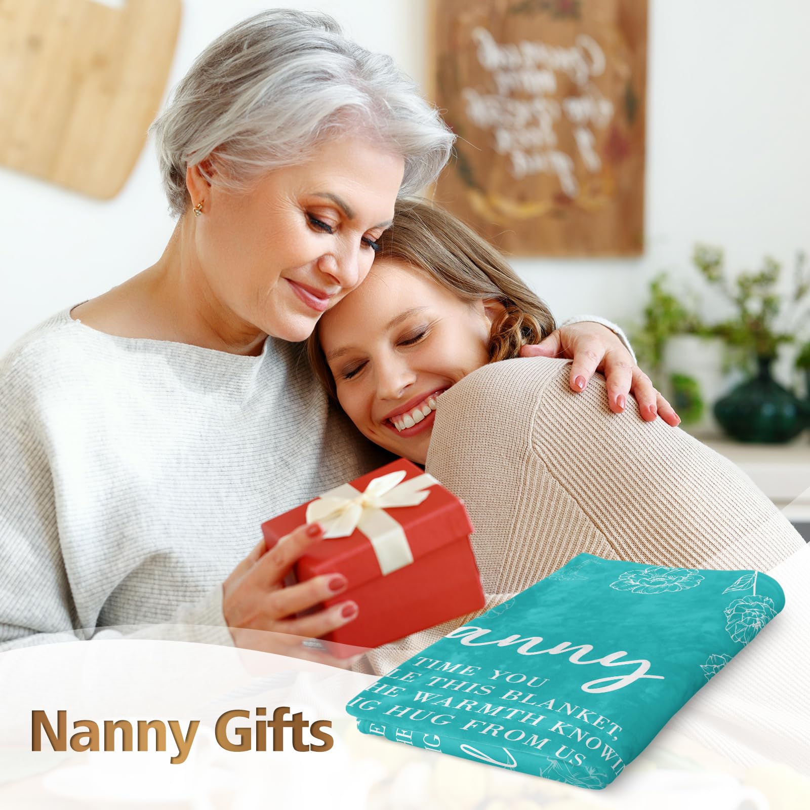 GiltGlimmer Nanny Gifts for Grandma, Gifts for Nanny Blanket, Nanny Birthday Gift from Grandkids, to My Nanny Nana Grandma Blanket 50" x 60", Teal