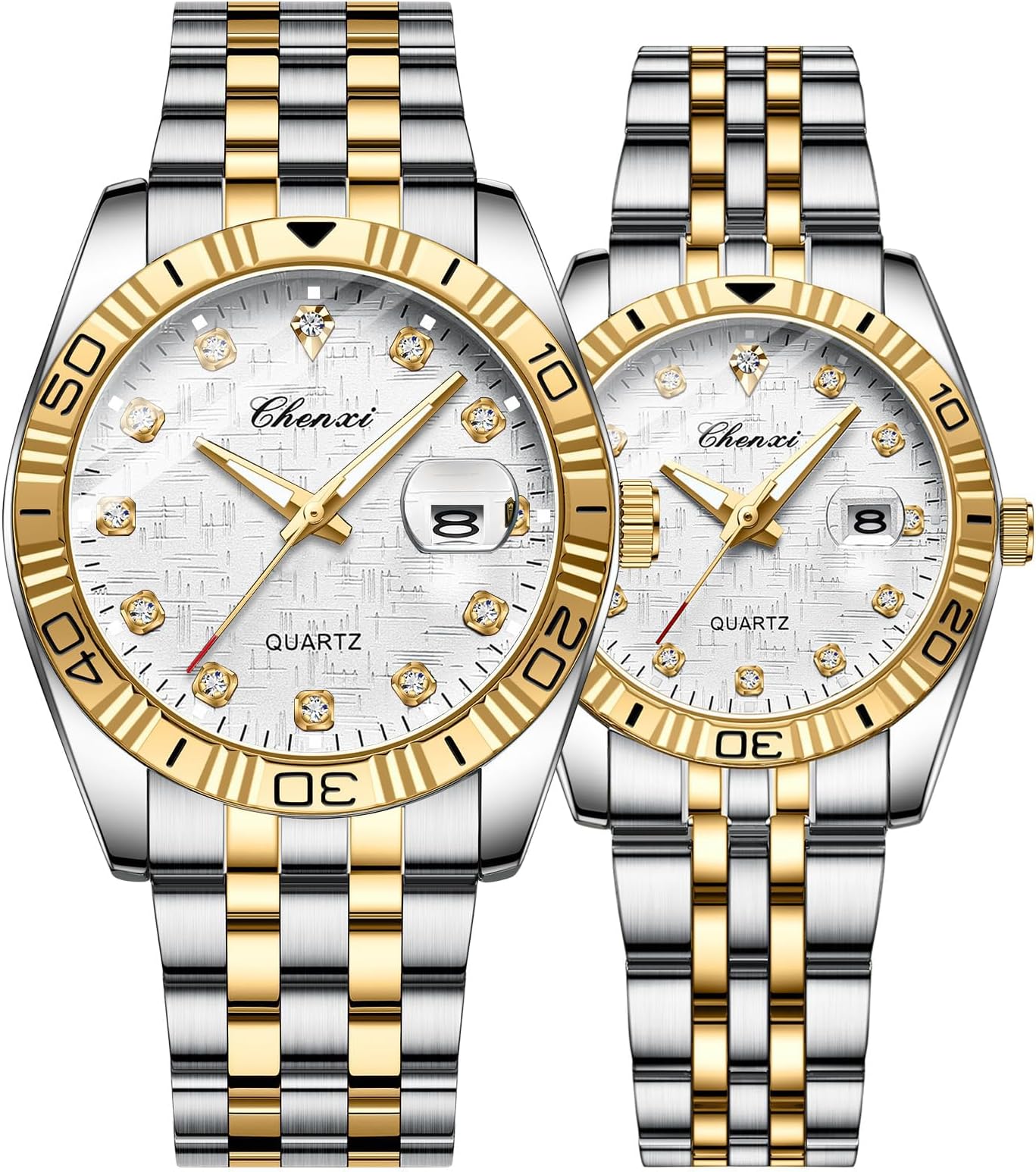 MASTOP Swiss Brand Two Tone Watch Men Women Gold Silver Stainless Steel Waterproof Couple Watches