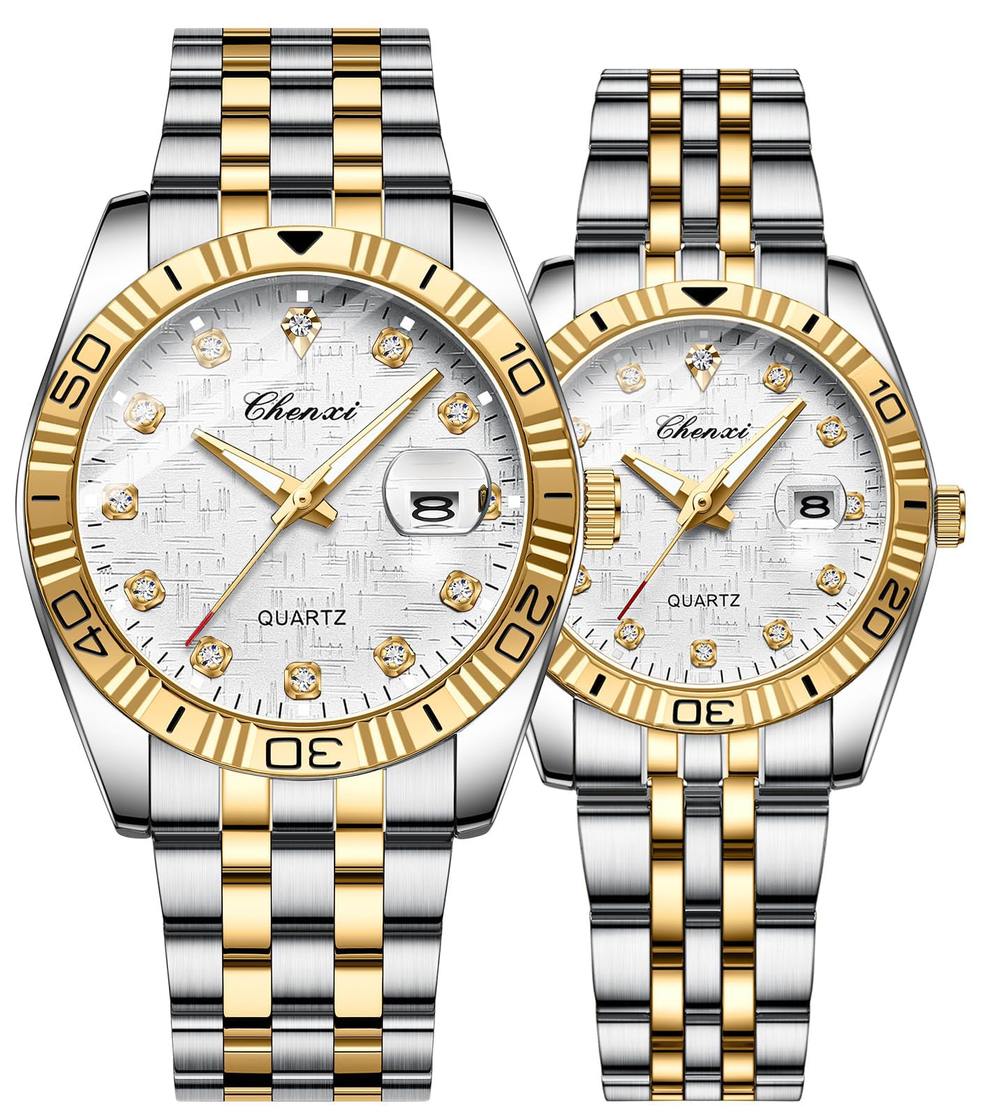 MASTOPSwiss Brand Two Tone Watch Men Women Gold Silver Stainless Steel Waterproof Couple Watches