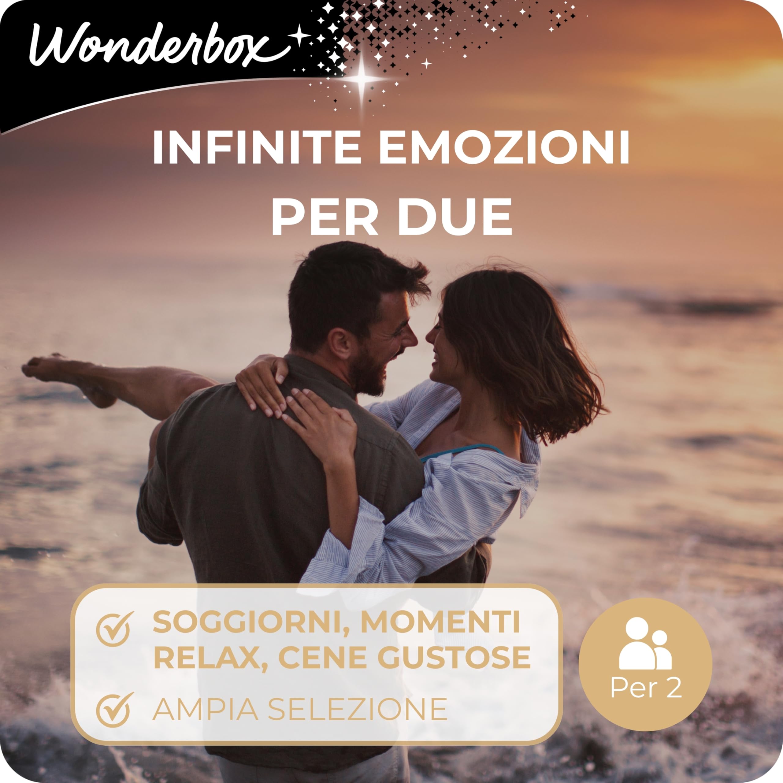 Wonderbox - Box Regalo Infinite Emozioni Per Due- Regali Di Coppia Per Provare Nuove Esperienze Assieme Idee Regalo Per Anniversario, Regali Coppia Per Scoprire Nuove Passioni. | 1 attività a scelta - Più di 2500 esperienze - Soggiorni, cene gustose o mom
