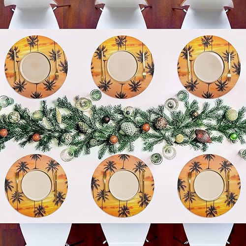 Miniatura 7 de Palm Trees Silhouetted Orange Placemat, Non Slip Heat Protector Placemat for Kitchen one sizex1