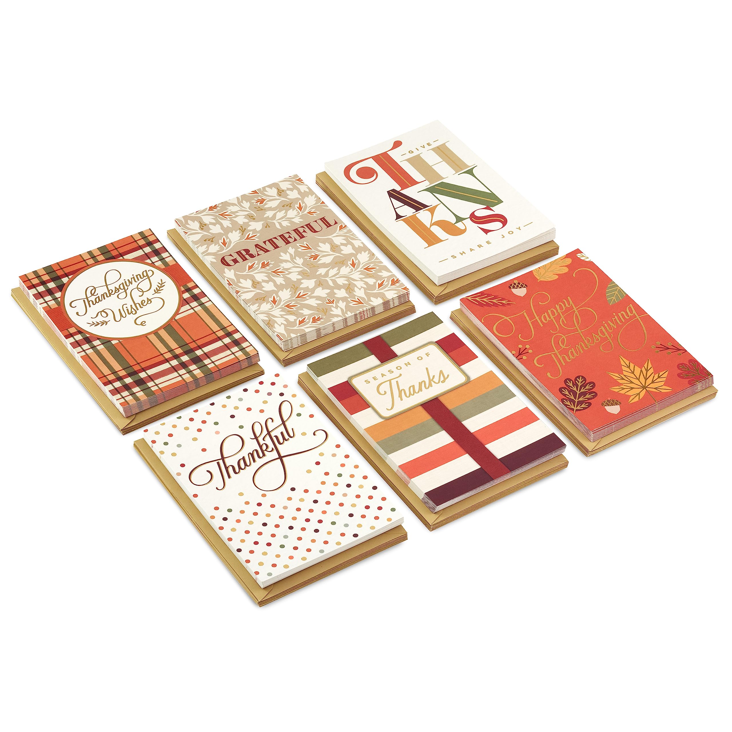 Hallmark Bulk Thanksgiving Cards Assortment (72 Cards with Envelopes) Stripes, Leaves, Plaid - Image 3