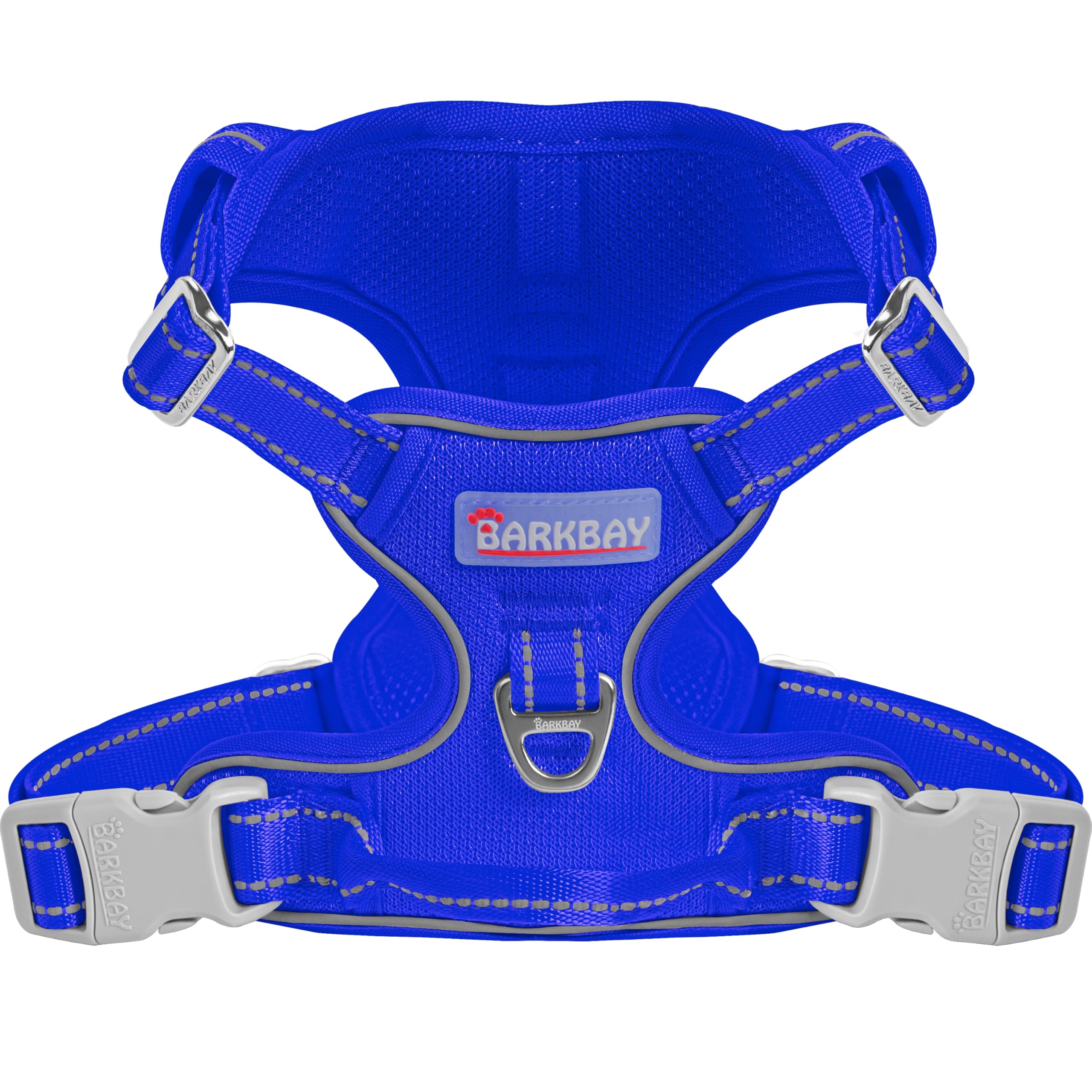 BARKBAY Dog Harness No Pull Mesh for Large Dogs - Adjustable, Reflective, Comfortable, No Choke, Heavy-Duty - Perfect for Outdoor Training, Walking, and Hiking-Strong&Durable- L & Sapphire Blue Mesh