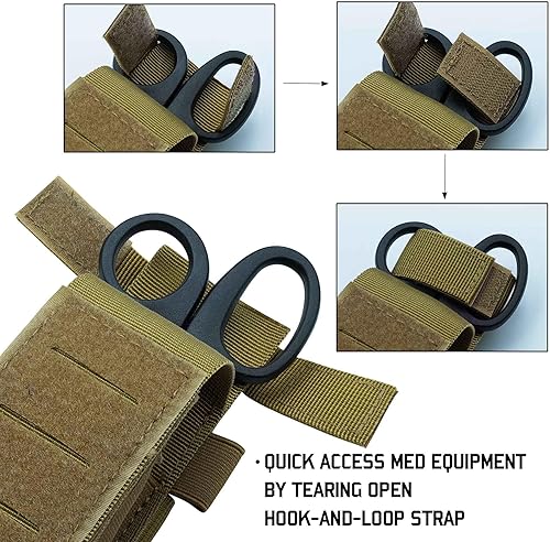 Miniatura 3 de Bolsa de torniquete Molle 1000D de corte láser de 2 piezas, funda táctica médica para torniquete