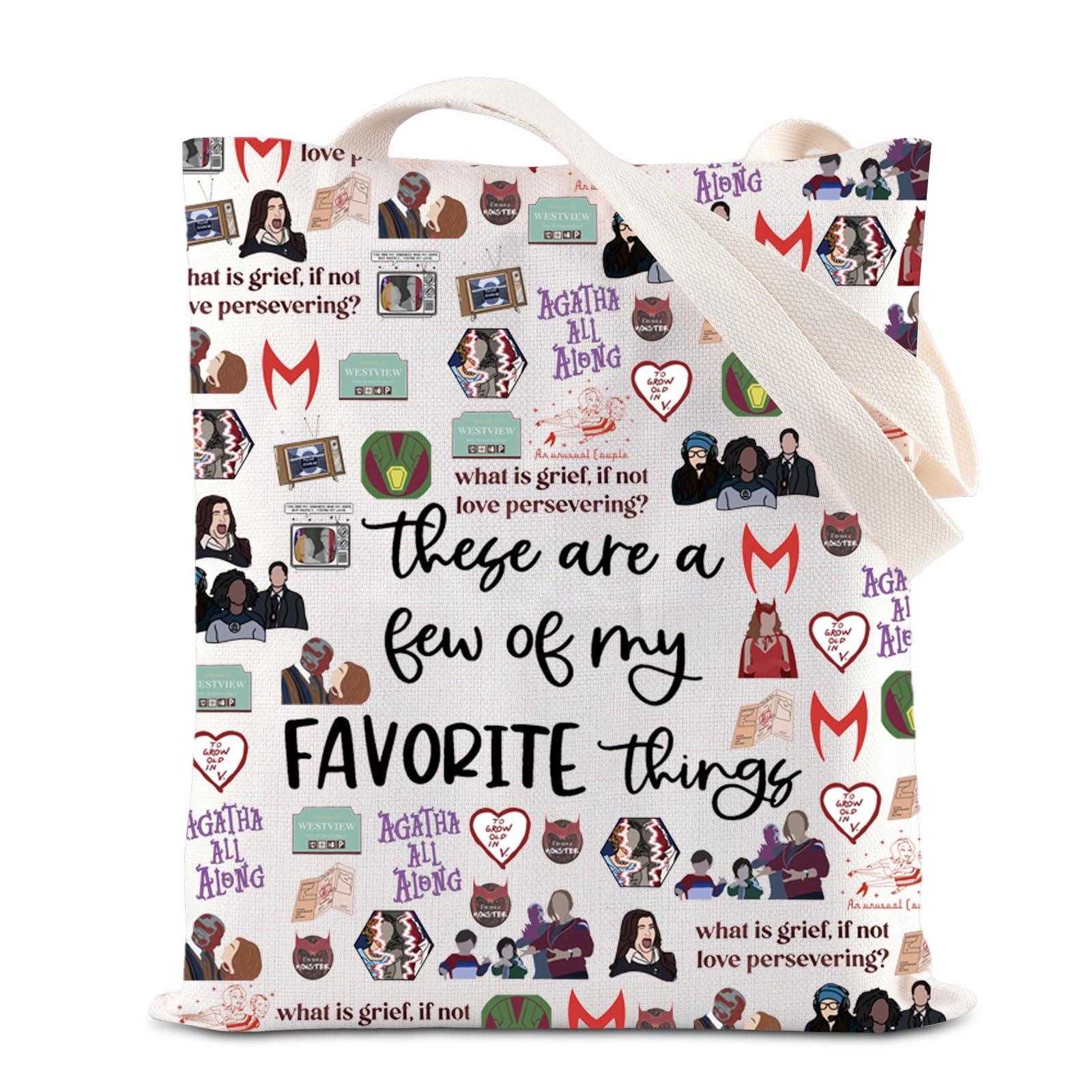 TSOTMO Scarlet Witch Inspired Shopping Bag Women Superhero Tote Bag Wanda Witch Mocie Merch Super Hero Couple Gift