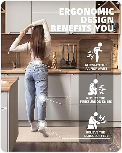 Miniatura 2 de Color G - Alfombras de cocina extra largas antideslizantes, tapetes de cocina para suelo acolchados antifatiga, tapetes de cocina acolchados de