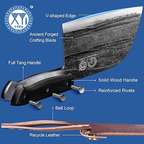 Miniatura 20 de Cuchillo de chef serbio, cuchillo de chef de carne, cuchillos de cocina, juego con funda de cuero, transporte de llevar, carnicero (8 pulgadas)