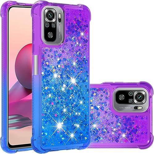 CCSmall Funda para Xiaomi Redmi Note 10 4GXiaomi Redmi Note 10S, Creatividad Clear Gradient Quicksand Glitter Fluing Liquid Floating Case Bling