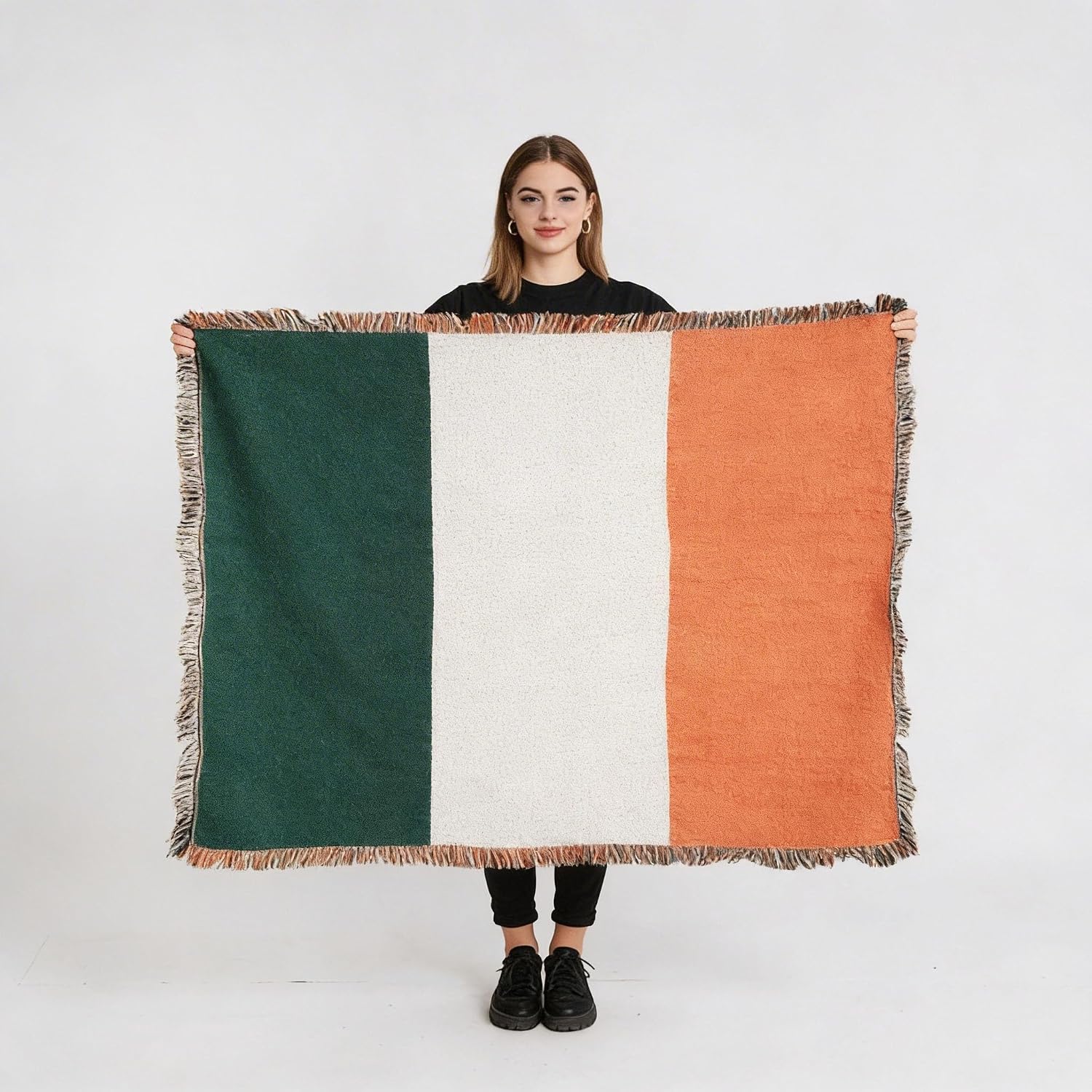 Pure Country Weavers Ireland Flag Blanket - Gift Tapestry Throw Woven from Cotton - Made in The USA (69x48)