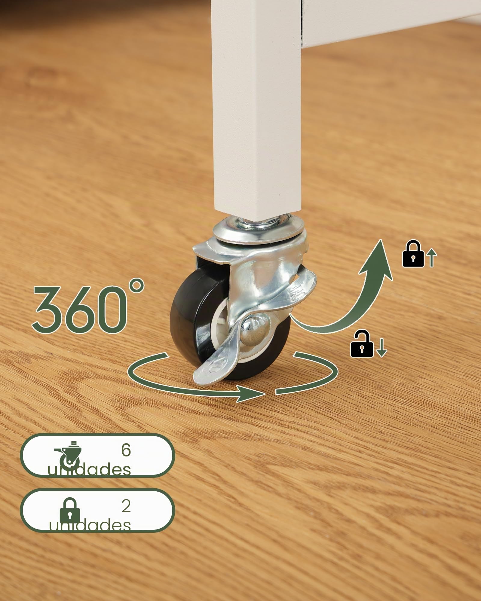 CHOEZON Escritorio para Ordenador Plegable y Movible con Base de Carga, Mesa Plegable de 80 cm para Estudio, Escritorio para Espacios Reducidos, DTDN01CWB
