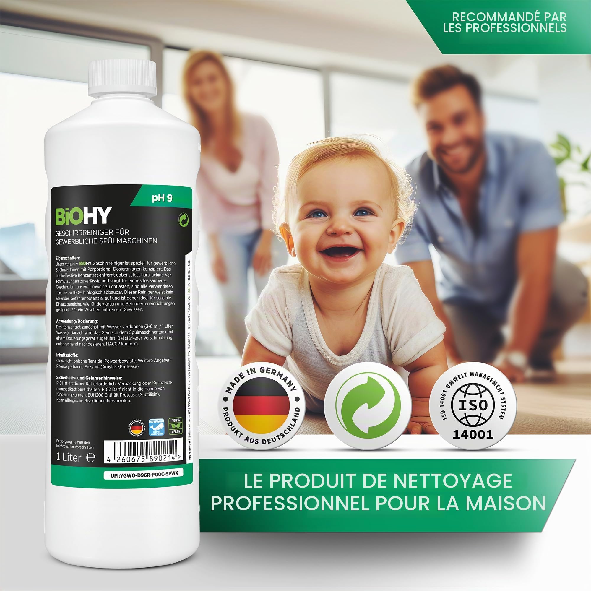 BiOHY Détergent pour lave vaisselle (Bidon de 10l) | SANS PHOSPHATES concentré pour la gastronomie | brillance grâce à une formule exceptionnelle (Geschirrreiniger)