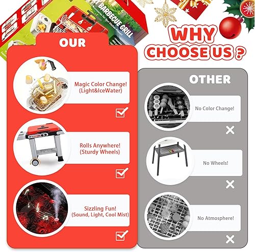 Miniatura 5 de Parrilla de cocina para niños, parrilla de barbacoa para niños, juego de cocina con sonido y humo, juego de parrilla de juguete para niños, delantal