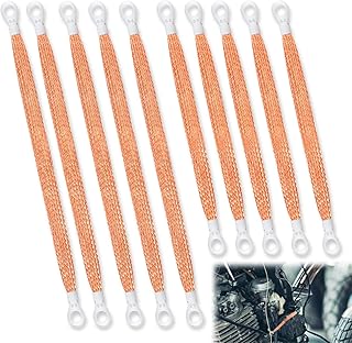 10pcs Universal Automotive Ground Straps, 10/12 inch Engine Ground Strap Kit Braided Copper Ground Straps Automotive Ground Strap Wire Ground Strap Connectors for Most Cars (Copper)