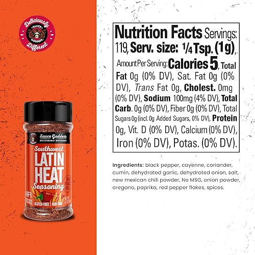 Miniatura 2 de Sauce Goddess Southwest Latin Heat Shaker - BBQ Rub con toneladas de comino y sabor a orégano, cayena y chiles rojos mexicanos. Sin azúcar, bajo en