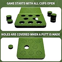 Vista 5 de Wekin Alfombra de práctica de golf para interiores con 2 putters, 2 bolas, 12 cubiertas de hoyo, tapete de entrenamiento de golf para juego