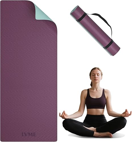 Yoga Mat Non Slip, Anti-Tear 14 Thick TPE Yoga Mats for Women and Men, 72"x24" Exercise & Fitness Mat with Carrying Strap, Workout Mats for Yoga,