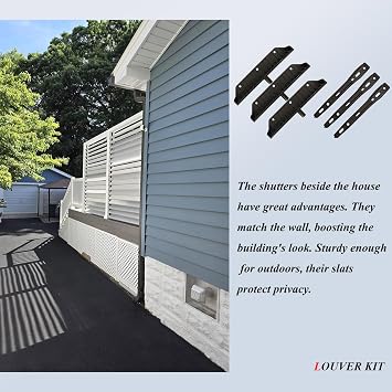 Louver Bracket Kit, Deck Sunblind System, 2 Pack | Shutters Hardware System for Windows Garden, Each Set Holds up to 11 Boards (48'') Black