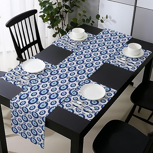 Miniatura 55 de Ambesonne Mal de Ojo Tablero de Mesa, Patrón Simétrico Ojo Que Todo Lo Ve Supersticioso Turco Étnico, Tablero Rectanglar para Comedor y Cocina, 16"
