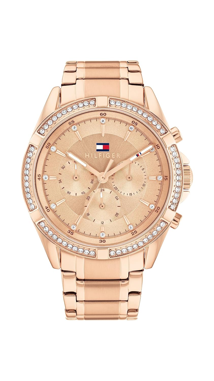 Tommy Hilfiger Kenzie Quartz Multifunction Rose Gold Dial Rose Gold Stainless Steel Strap Watch for Women Tommy Hilfiger Kenzie Quartz Multifunction Rose Gold Dial Rose Gold Stainless Steel Strap Watch for Women