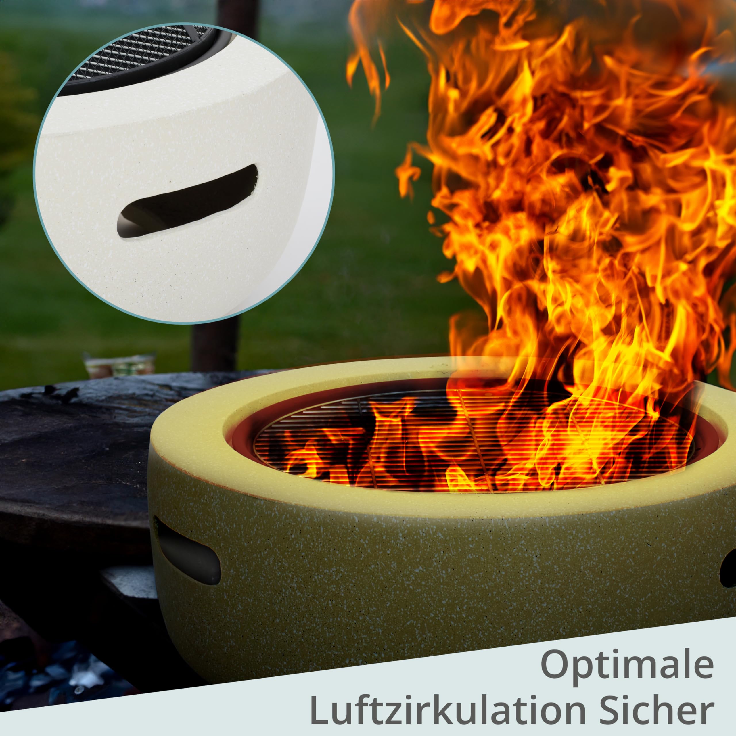 WILDLIFE FRIEND Feuerschale - Lagerfeuer Feuertisch - 55x30 cm - Edelstahl, Tragbar, Sicher, Schützender Feuerschirm, Einzigartiges Design - Feuerschalen Feuerkãrbe - Weiß