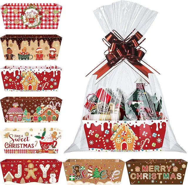 Cholemy 72-Piece DIY Christmas Gift Basket Kit with Bows & Bags
