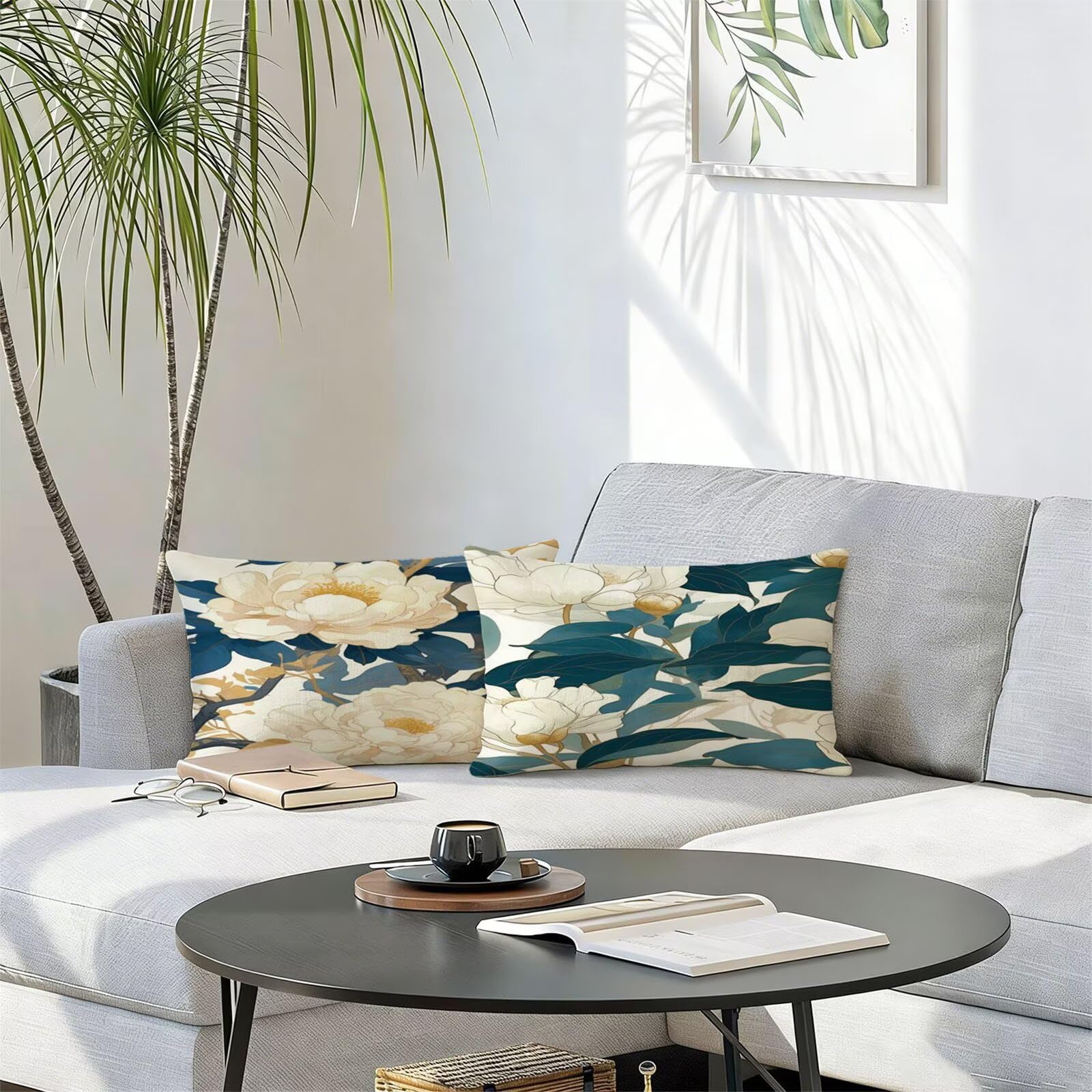 Générique Housse Coussin Exterieur Impermeable 30x50cm Flower Décoratif Taie d'oreiller Decoration Botanique Housse de Coussin Exterieur Impermeable pour Salon de Jardin Lot 2. T-15