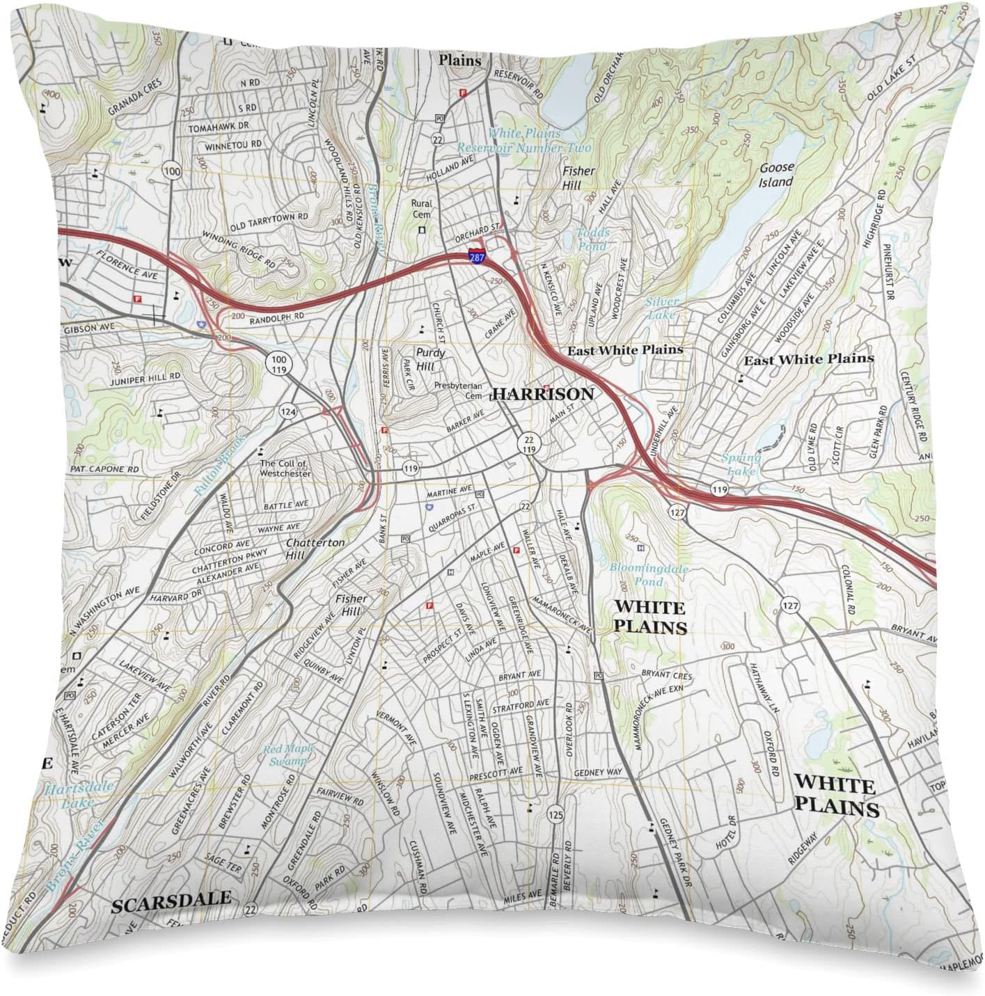 White Plains NY Map (2018) Throw Pillow