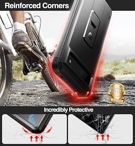 Miniatura 3 de Dexnor Funda de cuerpo completo para Google Pixel 6A, protector de pantalla y soporte integrados resistente protección de grado militar a prueba de